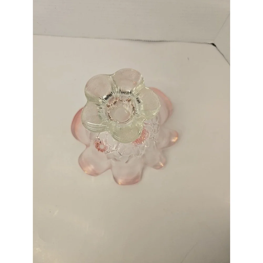 Mikasa Crystal Rosella Ruffled Edge Serving Dish Raised Pink Flowers VTG 80s-90s